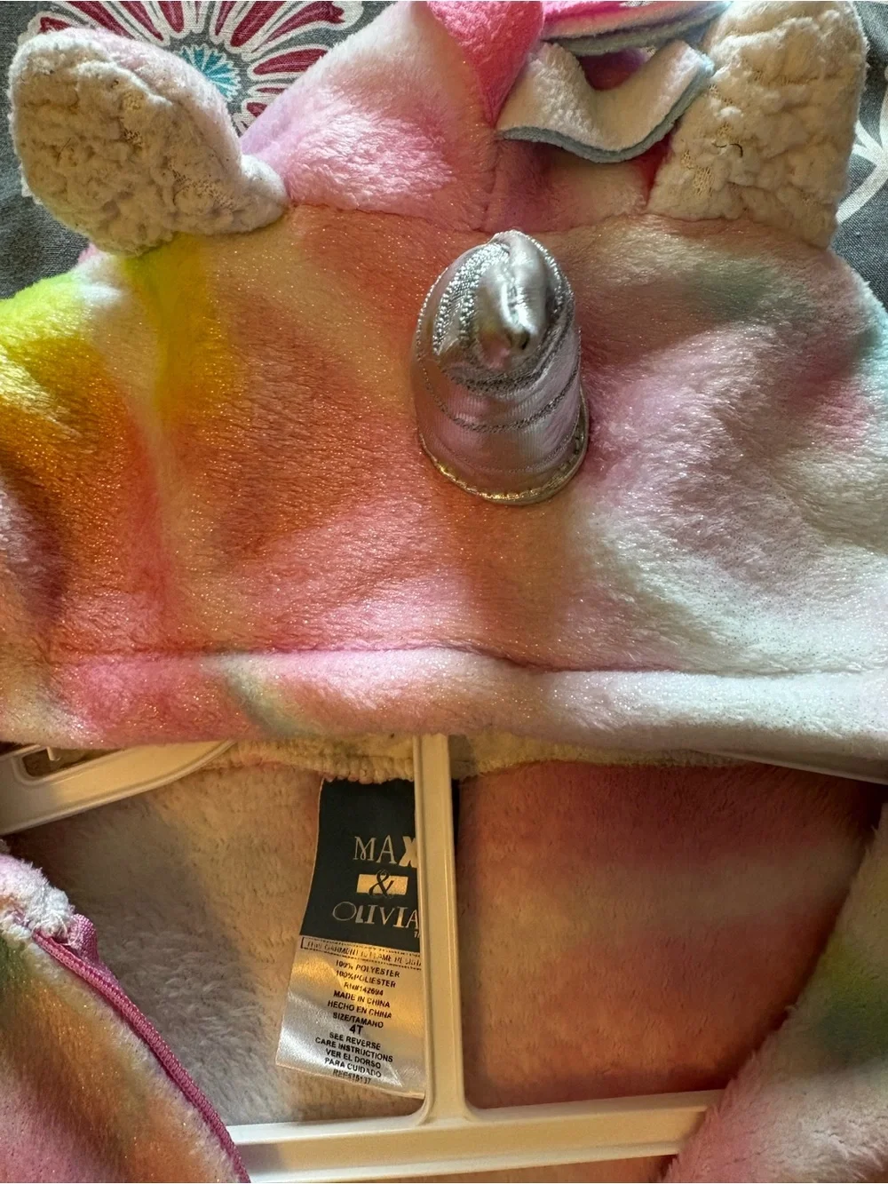 Kids Unicorn Hooded One-Piece in Pastel Rainbow